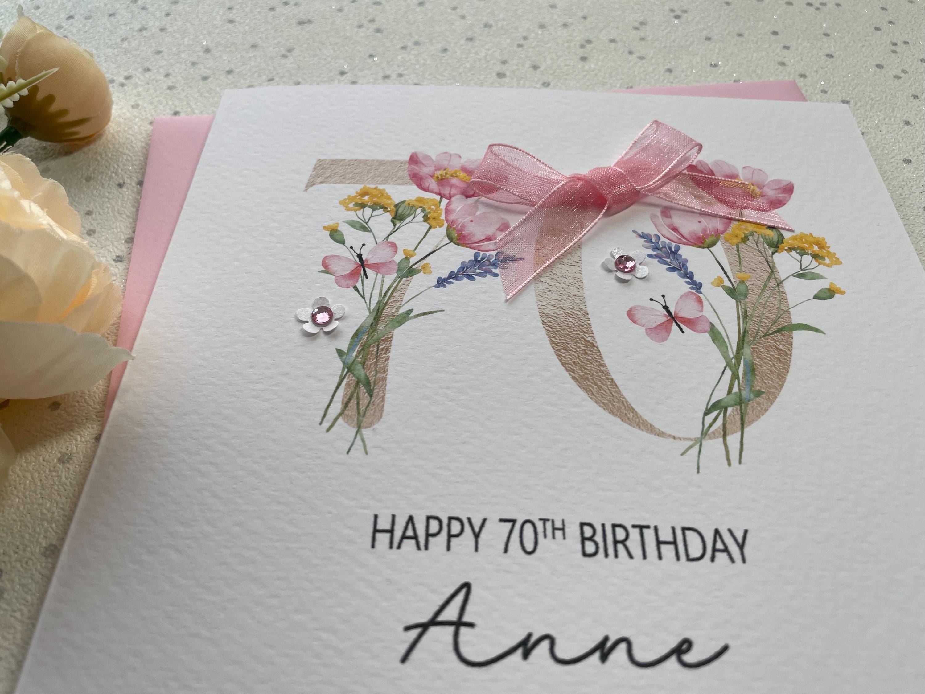 Handmade Personalised 70th Birthday Card , for Her, Granny, Nanny ...