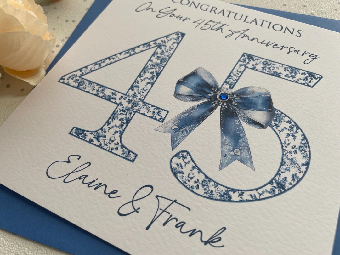 45th / Sapphire Wedding Anniversary Personalised Card - Etsy