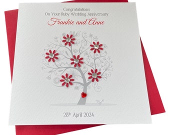 Ruby /40th Wedding Anniversary tree personalised card