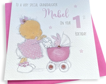 Personalised Handmade 1st Birthday Card Girls