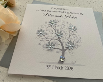 Diamond / 60th Wedding Anniversary tree personalised card