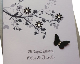 Handmade Sympathy Card ,personalised, Condolence, Bereavement, Thinking of You Card, elegant floral design