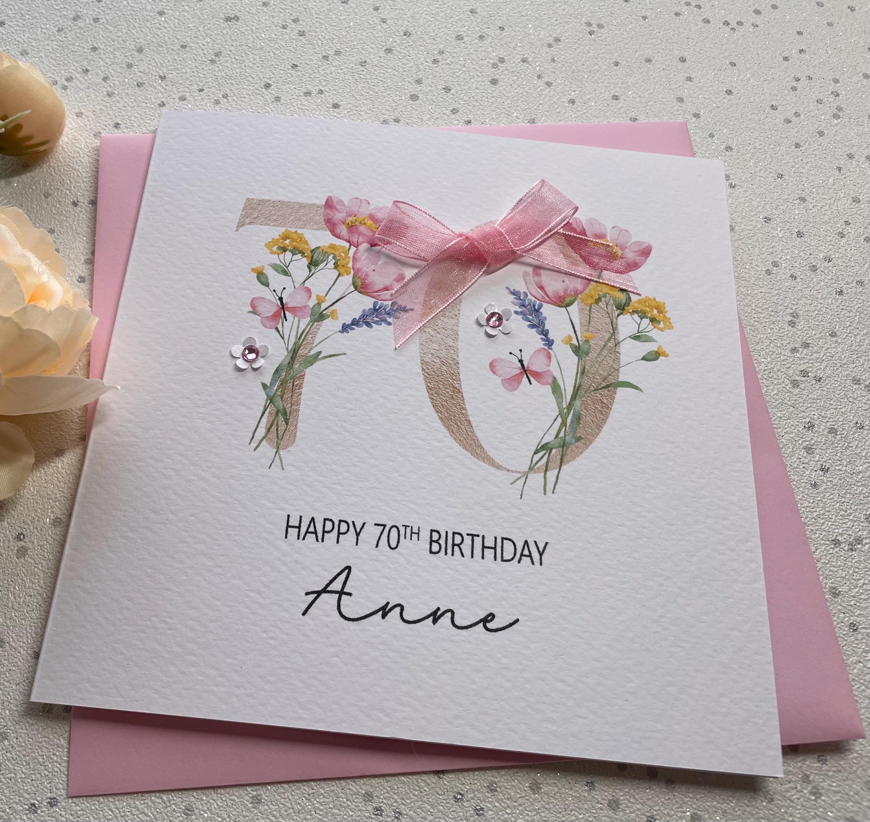 Handmade Personalised 70th Birthday Card , for Her, Granny, Nanny ...