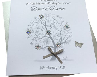 Diamond / 60th Wedding Anniversary tree personalised card