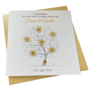 Gold / 50th Wedding Anniversary tree personalised card