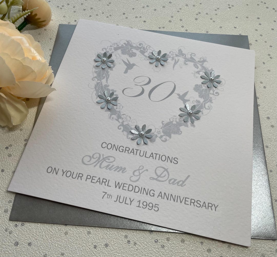 Pearl / 30th Wedding Anniversary Personalised Card - Etsy