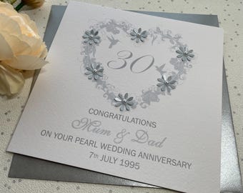 Pearl / 30th Wedding Anniversary personalised card
