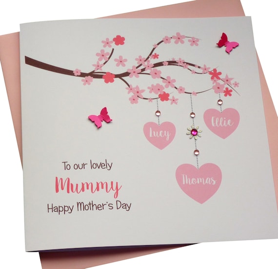 Handmade Personalised Mother's Day Card Mom,Mum,Mummy,Mammy,  Mommy,Mam,Mother etc