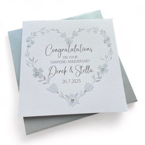 Handmade Personalised Heart Design Diamond 60th Wedding Anniversary  Card