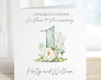 1st / Personalised Wedding Anniversary card- Paper Anniversary