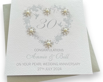 Pearl / 30th Wedding Anniversary personalised card