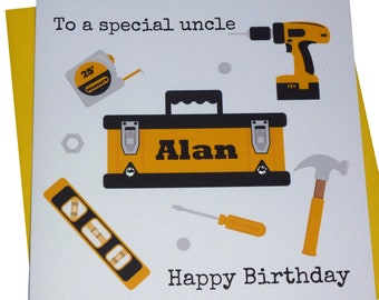 Tool Box / DIY theme personalised card- New Job-Builder-Birthday-Fathers Day