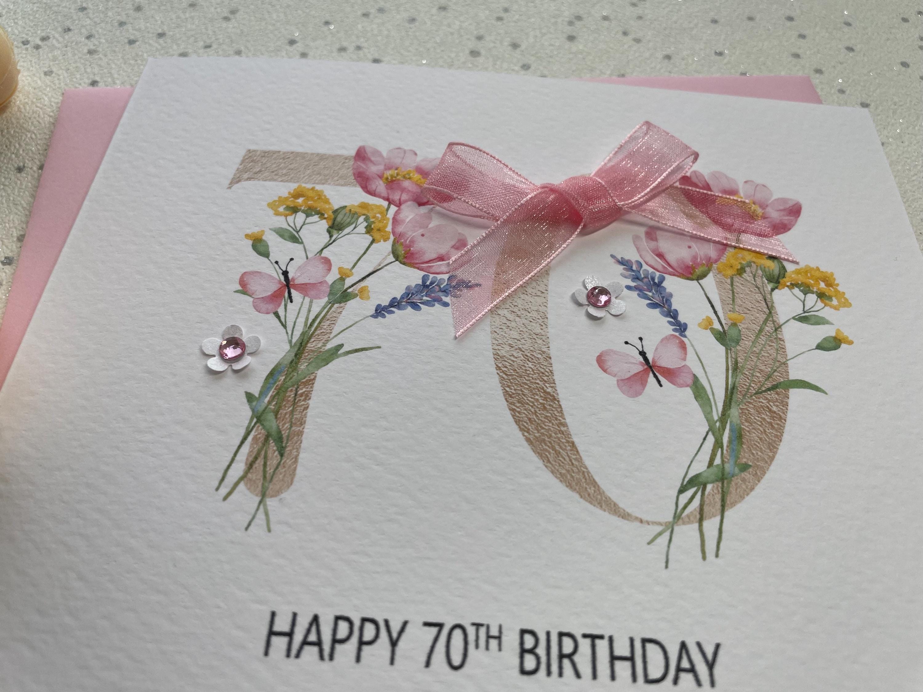 Handmade Personalised 70th Birthday Card , for Her, Granny, Nanny ...