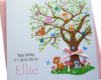 Woodland Tree Personalised Childrens Birthday Card