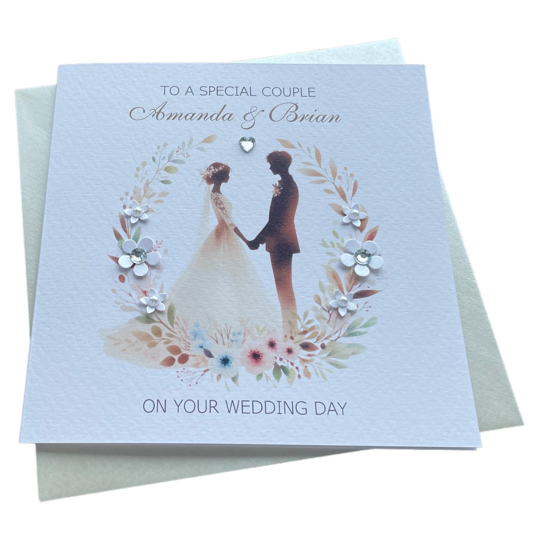 Handmade Bride and Groom Wedding Day Personalised Card - Etsy UK