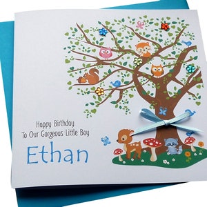 Woodland Tree Personalised Childrens Birthday Card