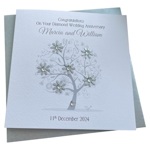 Diamond / 60th Wedding Anniversary tree personalised card