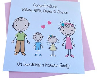 Personalised Handmade Adoption- Forever Family Card- Any Family Group