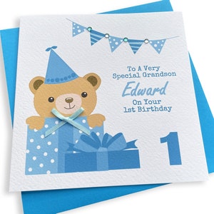 Personalised Handmade Girls Teddy Bear Birthday Card / 1st 2nd 3rd 4th 4th