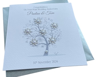 Pearl / 30th Wedding Anniversary tree personalised card