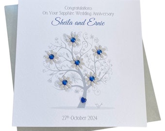 Sapphire / 45th Wedding Anniversary tree personalised card