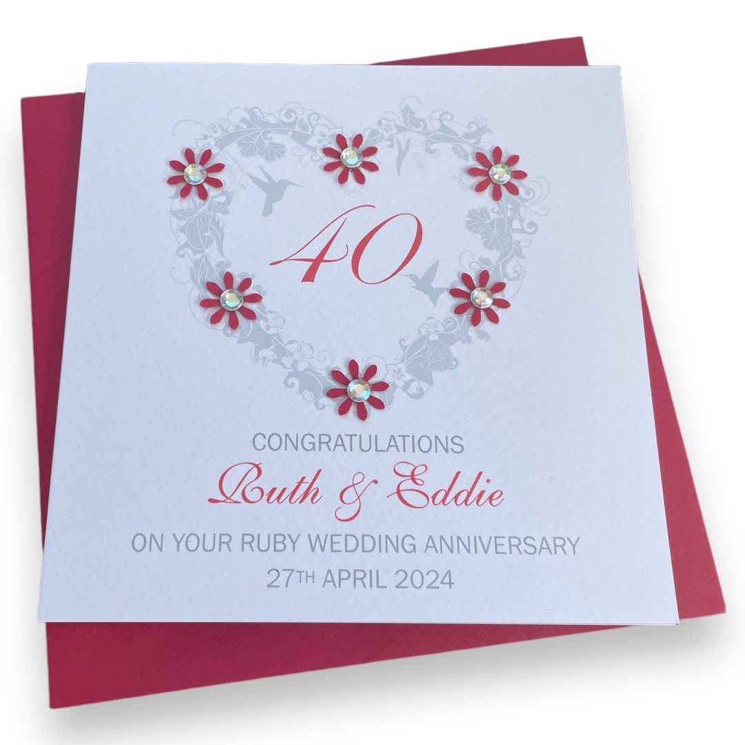 Ruby / 40th Wedding Anniversary Personalised Card - Etsy
