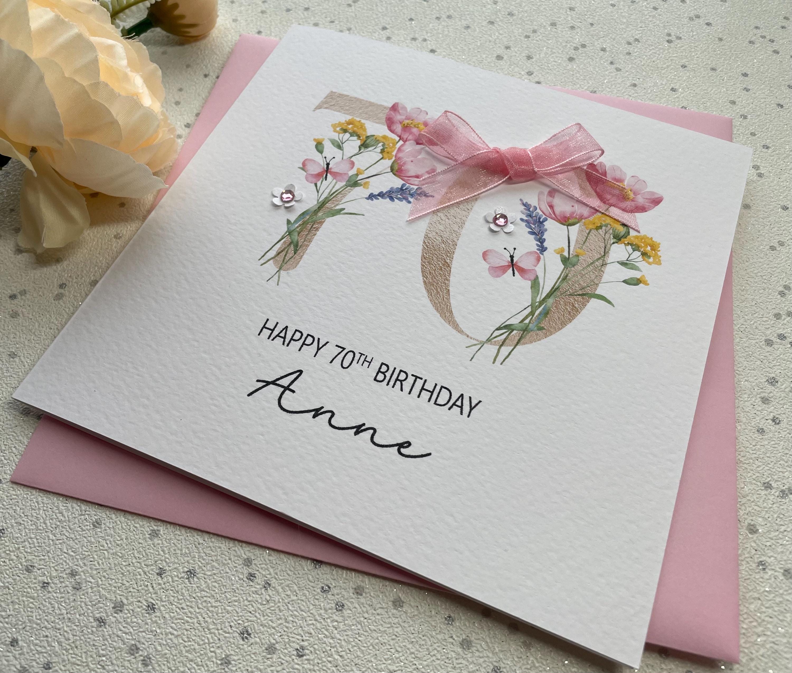 Handmade Personalised 70th Birthday Card , for Her, Granny, Nanny ...