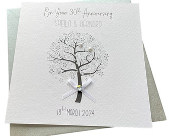 Pearl / 30th Wedding Anniversary tree personalised card