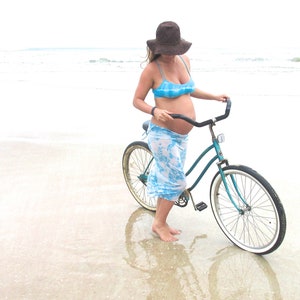 TIE DYE MATERNITY skirt boho beach festival resort midi pencil tube skirt with side drawstring
