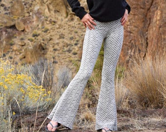 CHALET RIBBED SWEATER Knit Crochet Pants Fall Fashion Winter Style Bell  Bottom Boho Yoga Gypsy Hippie Chic Flare Pants 