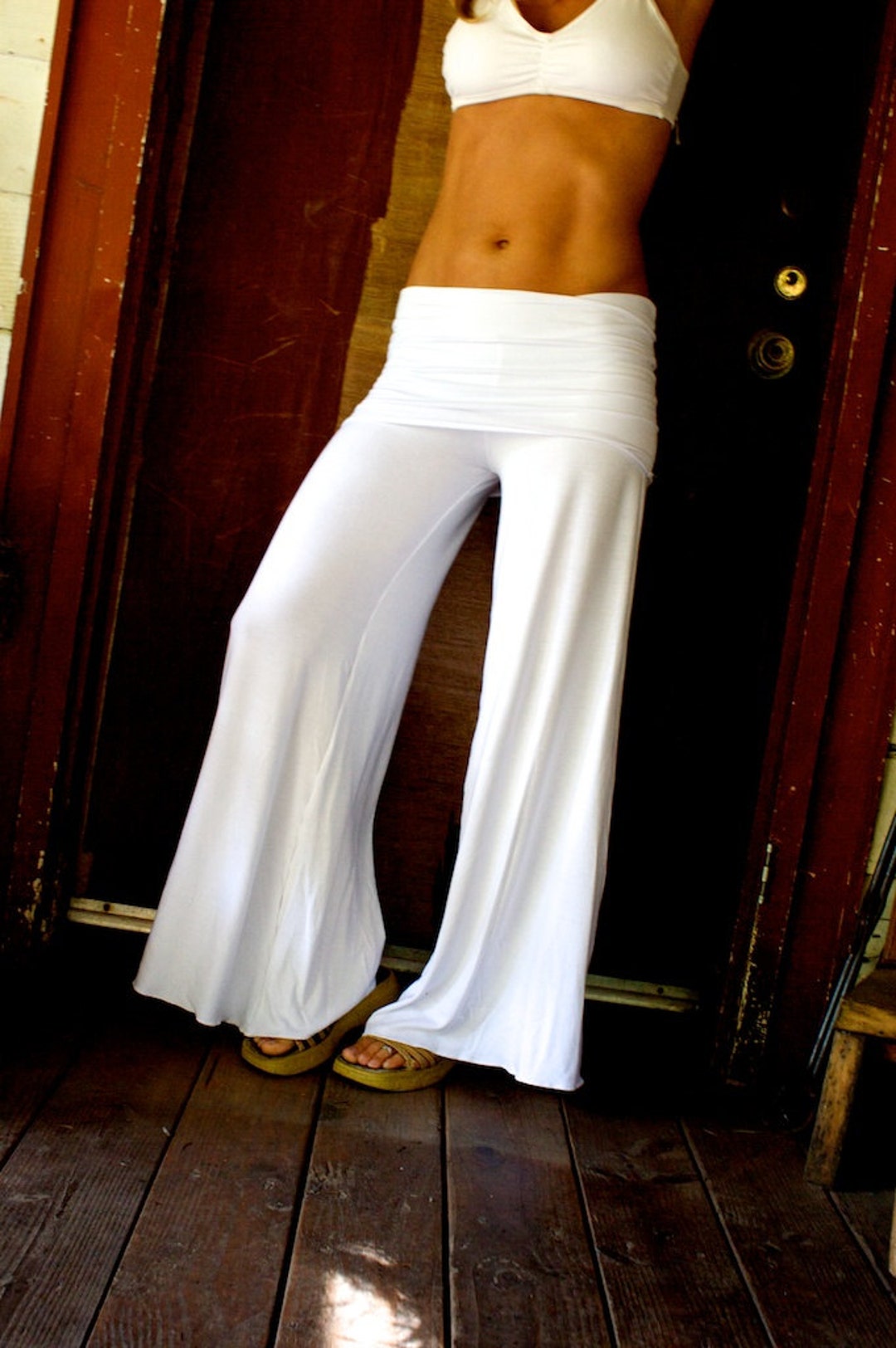 SUMMER WHITE Wide Leg Elegant Flowy Rayon Palazzo Gaucho