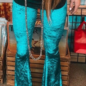 CRUSHED VELVET 70's velour fashion hippie chic boho dance yoga festival burning man gypsy bell bottom flares image 9