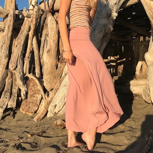 BAMBOO YOGA WIDE leg eco rayon palazzo gaucho resort lounge beach athleisure capri pants with fold over waist