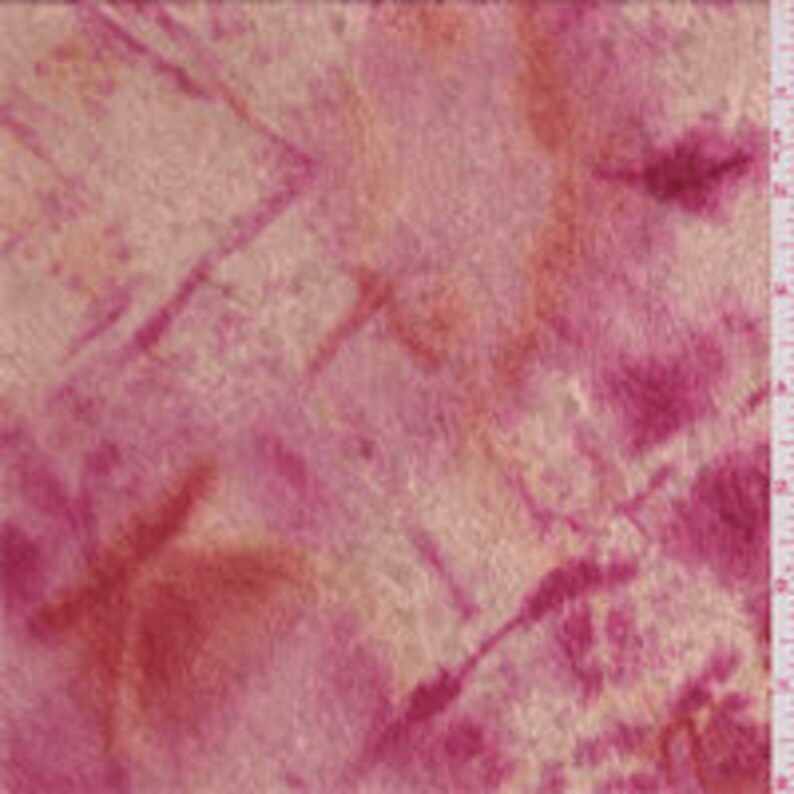 May include: Pink, orange, and beige tie-dye fabric with a soft, fuzzy texture.