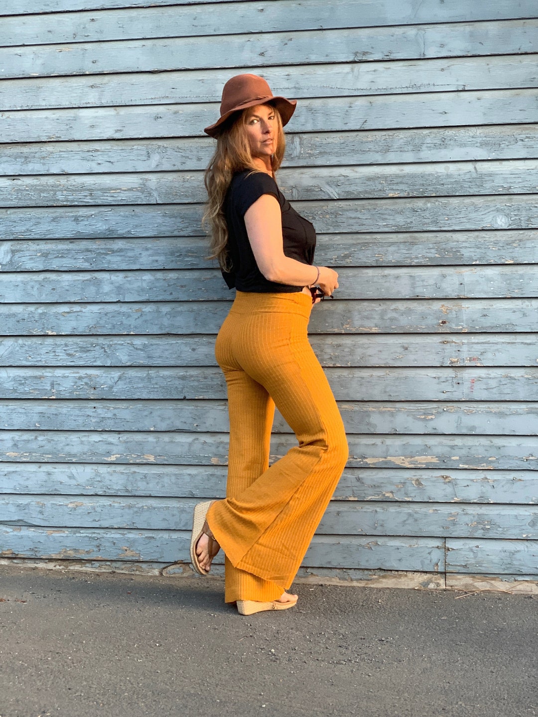 RIBBED SWEATER Knit Fleece Pants! Fall Fashion Winter Style Bell