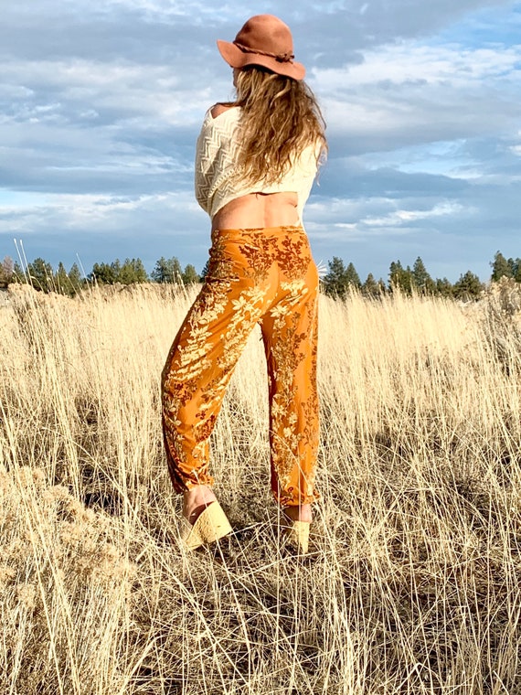 GOLD Genie Pants Joggers 70's Boho Burnout Velvet Yoga Fashion Hippie Dance  Festival Loungewear Harem Pants 
