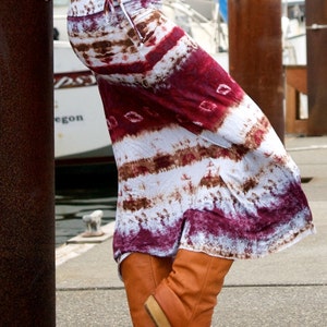 RAYON tie dye boho beach festival resort all season berry and silver maxi skirt with side drawstring