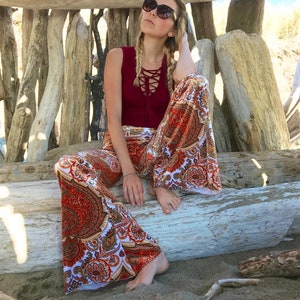 PAISLEY VELVET 70's velour free people janis joplin hippie chic boho dance festival burning man gypsy flare bell bottom pants or leggings image 3