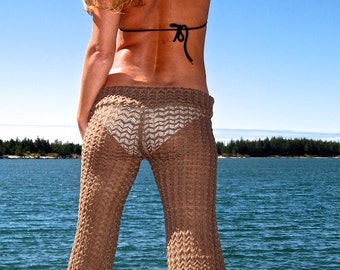 SEXY CHEVRON  (zig zag) sweater knit lace beach festival burning man gypsy hippie bell bottom pants