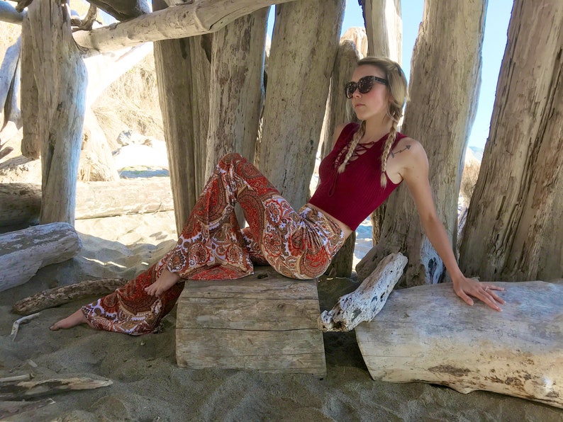 VELVET 70's velour free people janis joplin hippie chic boho dance festival burning man gypsy flare bell bottom pants (or leggings) image 3