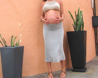 MIDI SKIRT summer beach yoga resort maternity with side drawstring or foldover waistband