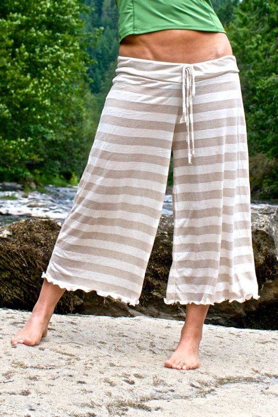 Wide Leg Crop Pants - Shore Stripe