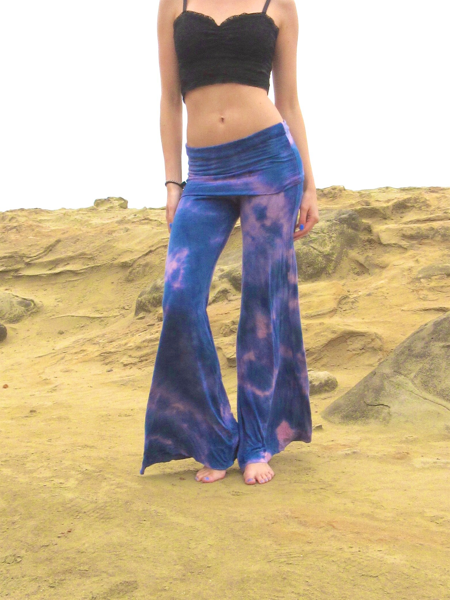 PURPLE TIE DYE Wide Leg Elegant Flowy 