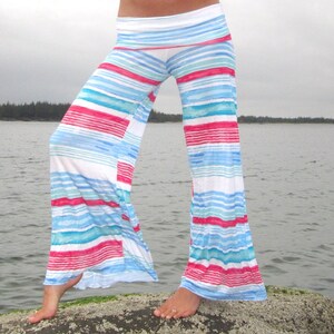WIDE LEG palazzo estate beachwear beachwear stripe yoga danza lounge lounge pantaloni resort con piega sulla vita