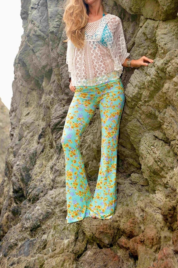 Floral Girl Hippie Flare Bell Bottoms