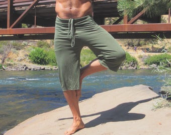 Herren Bambus Yoga Athleisure breites Bein Gaucho Yoga Surf Lounge Beach Resort Shorts mit Kordelzug