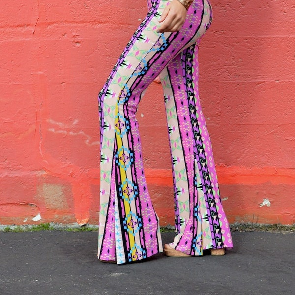 Pink Tribal Print Shirred Cami Top & Belted Trousers