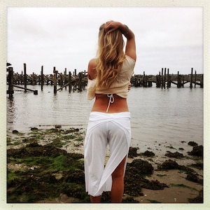 ORGANIC  cotton or eco bamboo wrap style beach athleisure resort yoga dance festival lounge calf length capri pants