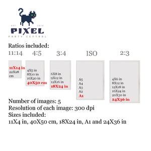 K&ouml;nnte beinhalten: Eine Grafik, die verschiedene Druckgr&ouml;&szlig;en und -verh&auml;ltnisse f&uuml;r Fotos zeigt, darunter 11x14 Zoll, 4x5 Zoll, 3x4 Zoll, ISO-Gr&ouml;&szlig;en und 2x3 Zoll. Der Text gibt auch an, dass die Anzahl der Bilder 5 betr&auml;gt und die Aufl&ouml;sung jedes Bildes 300 dpi betr&auml;gt.