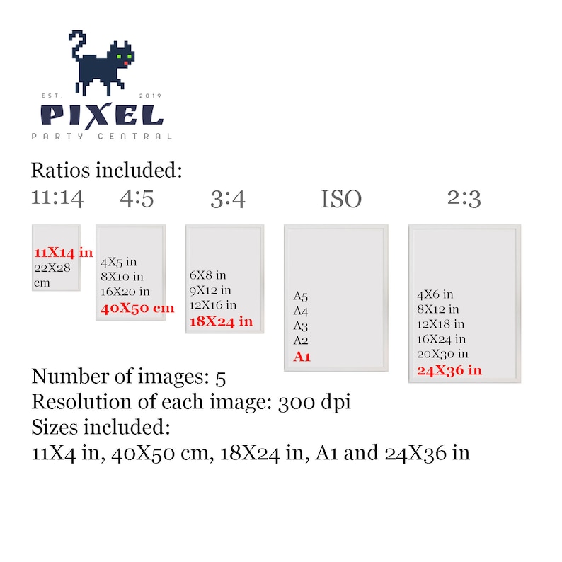 K&ouml;nnte beinhalten: Eine Grafik, die verschiedene Druckgr&ouml;&szlig;en und -verh&auml;ltnisse f&uuml;r Fotos zeigt, darunter 11x14 Zoll, 4x5 Zoll, 3x4 Zoll, ISO-Gr&ouml;&szlig;en und 2x3 Zoll. Der Text gibt auch an, dass die Anzahl der Bilder 5 betr&auml;gt und die Aufl&ouml;sung jedes Bildes 300 dpi betr&auml;gt.